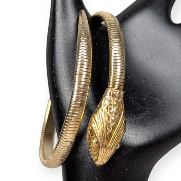 Vintage MCM Forstner 12k Gold Fill Egyptian Revival Coiled Serpent Bracelet - Picture 2 of 13